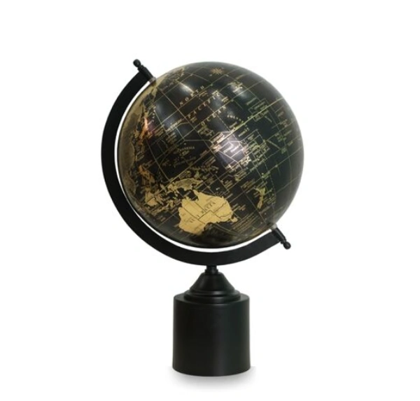 Rizik Store Iron and Plastic World map Floating Globe for Education and Teaching Resources with Tall Cylinder Base in Black and Gold Finishing || 16-inch -  Free  Size, Black, Iron, Pack of1